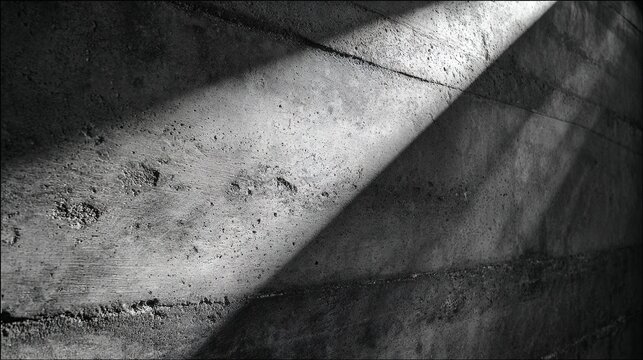 hard. Close-up of a textured concrete wall with directional lighting and monochromatic tones. real-estate listings.