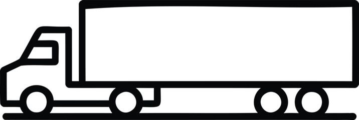 Fototapeta premium Large semi-trailer truck side profile line art icon with graphic represe