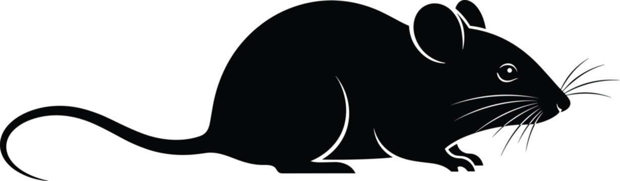 Rat silhouette vector illustration featuring detailed rodent shape, pest animal icon isolated for wildlife, laboratory and infestation control design