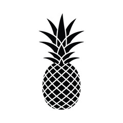 Fototapeta premium A stylized black and white illustration of a whole pineapple fruit