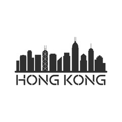 Fototapeta premium A striking silhouette of the hong kong skyline with city name text