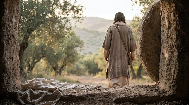 Holy Savior rebirth: resurrection event, rising spirit, revival life, Jesus departure, Christ victory, Easter morning, empty tomb, divine presence, sacred moment, eternal hope.