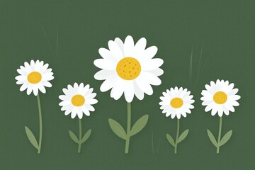 A field of daisies on a green background.  © Mingqing