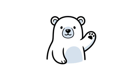 Cute cartoon polar bear waving hello, isolated on white background © anis