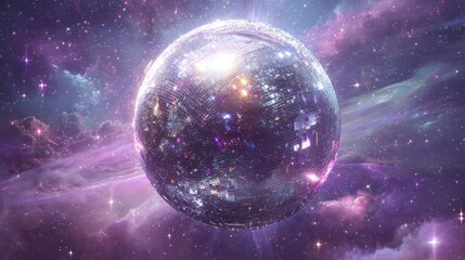 Fototapeta premium Cosmic sphere floating in nebula