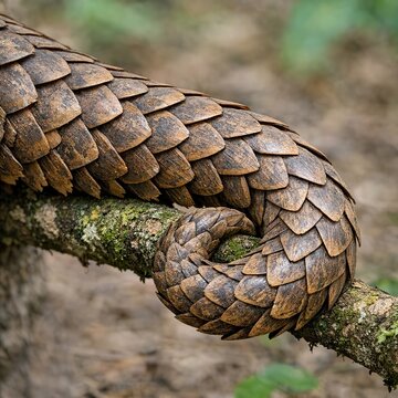 Pangolin Tail Covered in overlapping scales sometimes prehensile