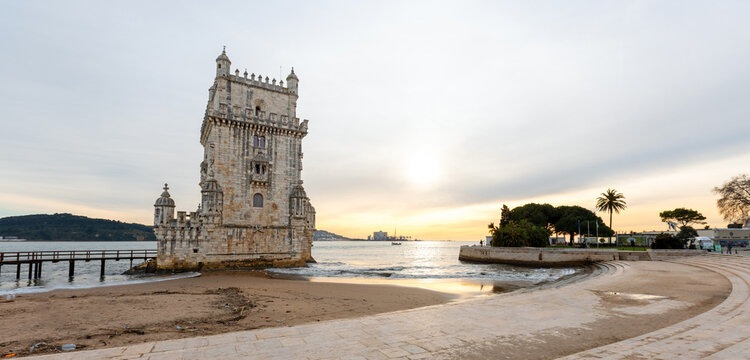 Belem Tower on the Tagus River in the city of Lisbon in Portugal PRT