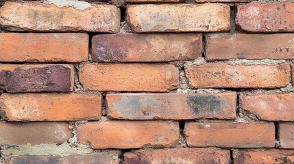 Obraz premium clay. Close-up of weathered red bricks, revealing natural textures and a warm vintage aesthetic. real-estate listings.