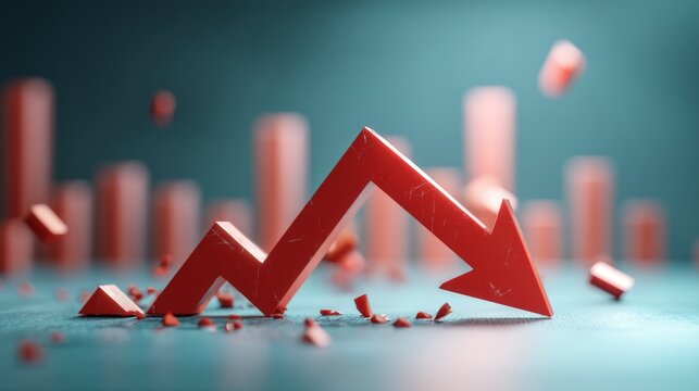 Rising Graph Arrow with Abstract Background and Red Elements