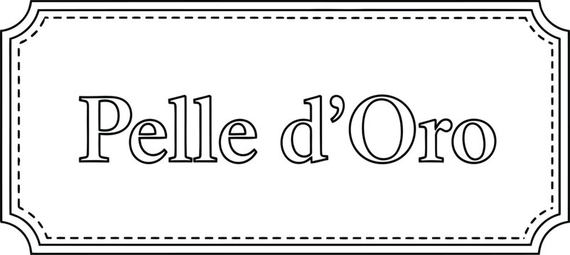 Elegant rectangular clothing label with Pelle d Oro text isolated on white vector graphic design