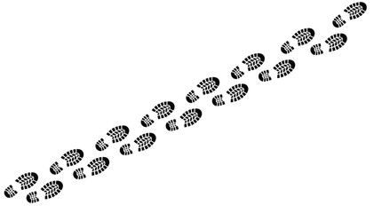 Human footprints tracking path on white background, Shoes trail track vector illustrations  © MR7