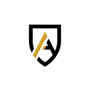 Shield logo with gold letter A.