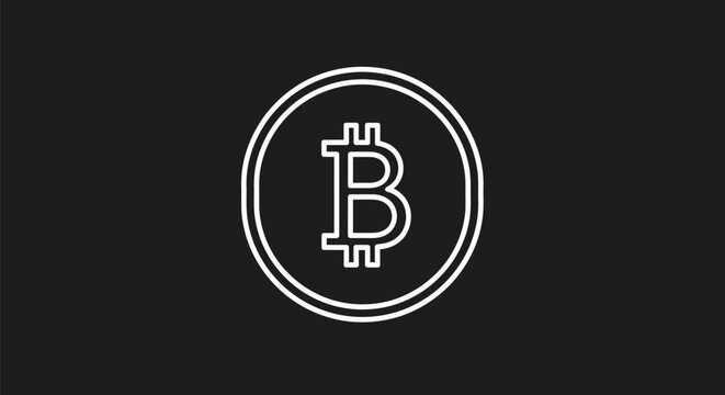 Bitcoin Cryptocurrency Digital Currency Symbol on Black Background.