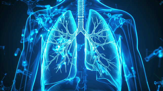 3d rendered medical illustration of an x-ray style lung