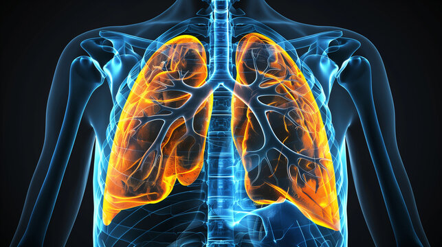 3d rendered medical illustration of an x-ray style lung