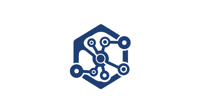 Abstract technology logo design with a modern digital network.