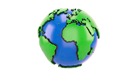 Obraz premium Stylized 3D Globe with Green Continents on Blue Ocean