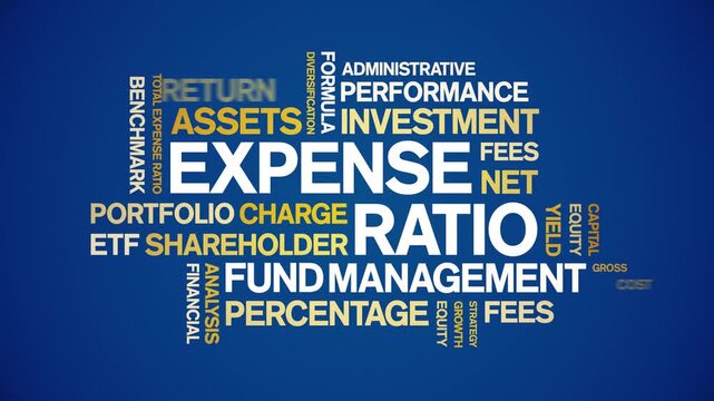 Expense Ratio animated word cloud-text design animation tag kinetic typography seamless loop.