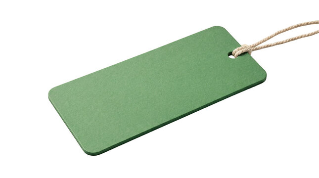 isolated A green tag with a string attached to it on transparent background