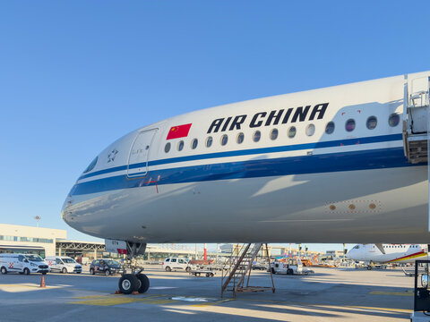 Air China Airbus A350 Aircraft parked on the airport apron at MXP Milano Malpensa international airport