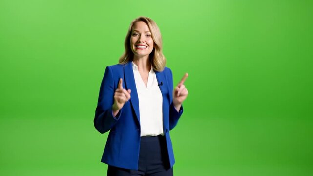News anchor with professional presenter lighting on green screen