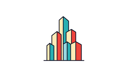 Fototapeta premium Colorful Abstract Buildings - Modern Cityscape Illustration on White Background.
