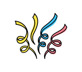 Fototapeta premium Colorful ribbons spiraling against black background for decorative design