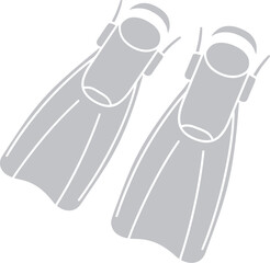 Vector graphic illustration of four scuba diving flippers in two tone gray colors © HELP ME