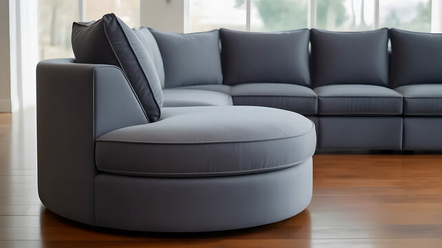 Sectional sofa with curved corner piece