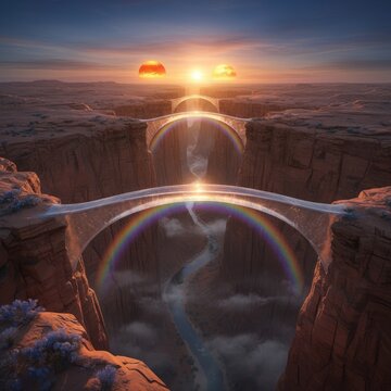 Transparent quartz rock forms bridges that appear to float acros