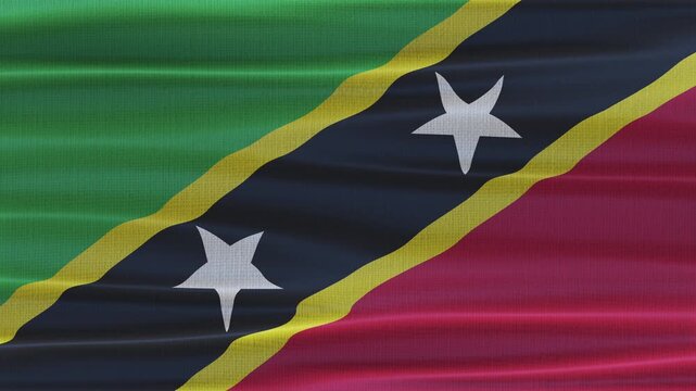 Saint Kitts flag waving in the wind with high quality fabric texture