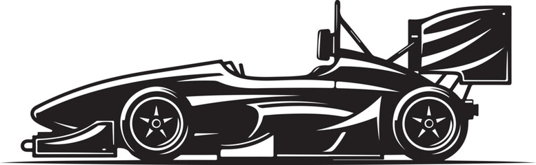 Fototapeta premium Racing car, vector illustration, black and white, speedster, formula one, automotive design