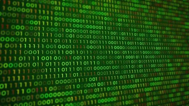 Digital Binary Code Matrix with Red Virus and Malware Error Detection
