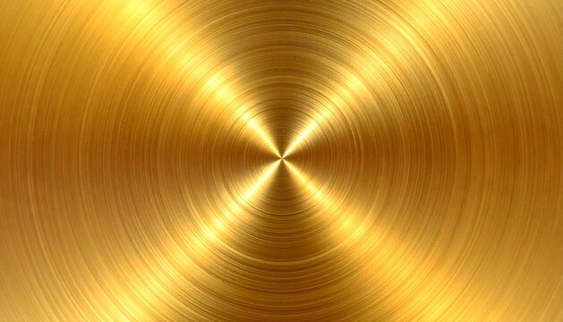 Shiny Gold Brushed Metal Background with Circular Radial Texture