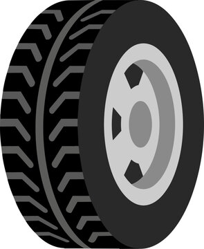 Tire with silver rim closeup.