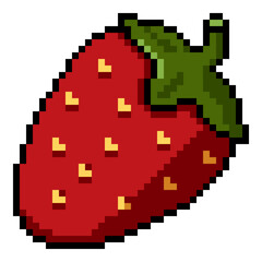 Fototapeta premium Pixel Art Icon of Red Strawberry