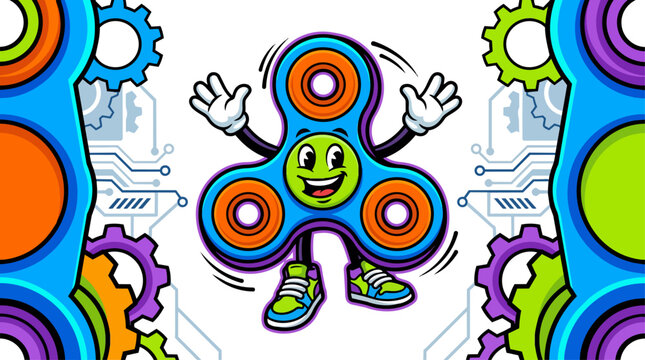 Fidget Spinner Toy Character Smiling.