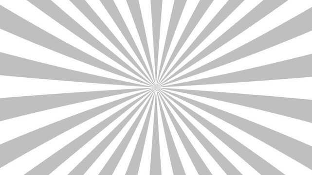 seamless radial rays background with rotating sunbeam. grey and white comic sunburst background loop.