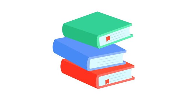 Stack of colorful books bouncing animation