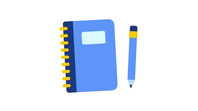 Animated writing notebook and pencil icon