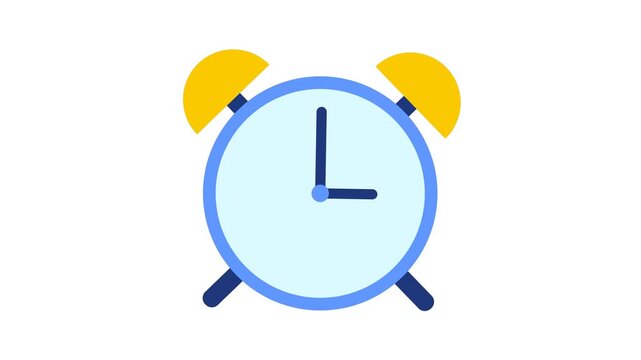 Animated alarm clock ringing and waking up