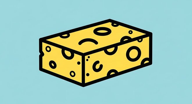 Swiss cheese block illustration.