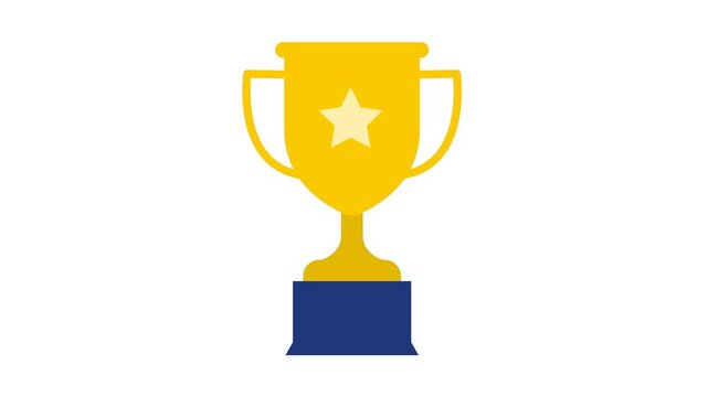 Animated golden trophy cup bouncing with joy