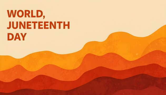 A vibrant illustration celebrating World Juneteenth Day with a colorful wavy landscape