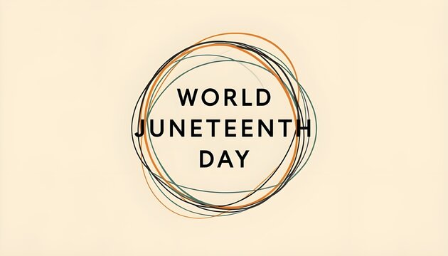 A graphic design celebrating World Juneteenth Day with a colorful circular pattern