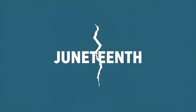 A graphic design celebrating Juneteenth with a broken chain symbol