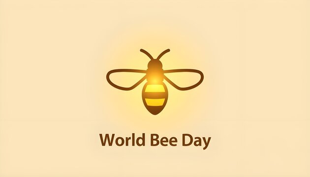 A logo celebrating World Bee Day with a stylized bee and warm colors