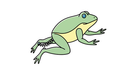 Fototapeta premium Green Frog Sitting on White Background.