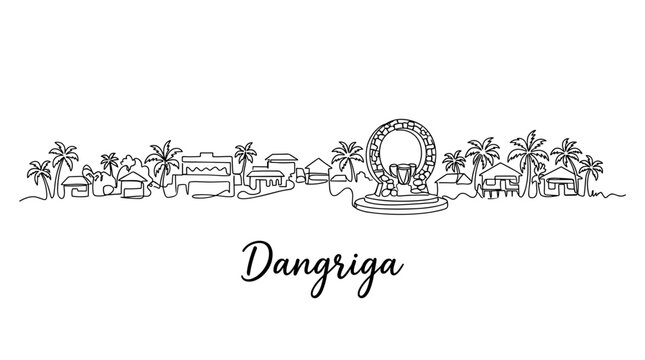 Minimalist Dangriga Belize city skyline continuous line art vector illustration