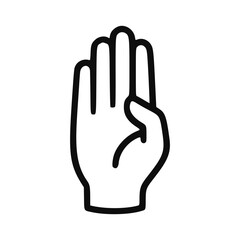 Obraz premium Hand with four fingers up minimalist line art icon